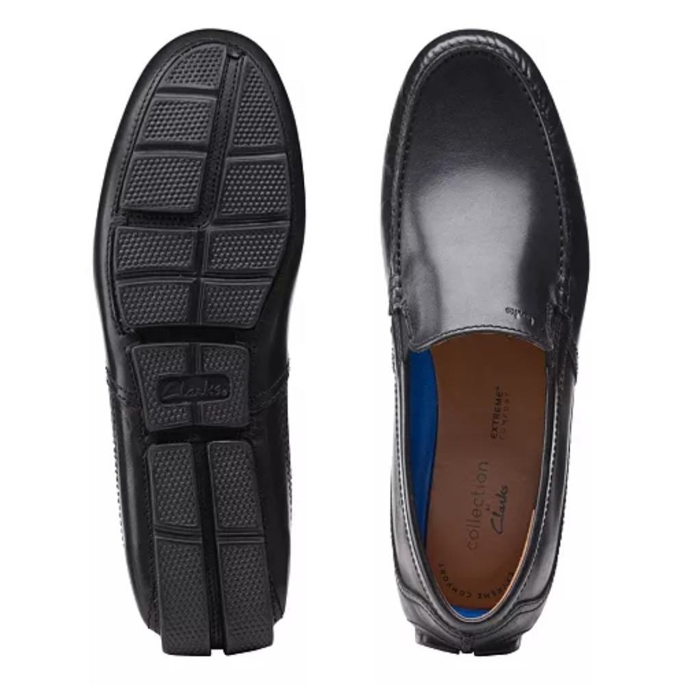 Clarks Men's Sleek Black Slip-On Loafers